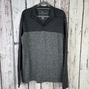 Marc Anthony Men’s Slim Fit Quarter Zip Long‎ Sleeve Shirt Two-Tone Gray Size XL